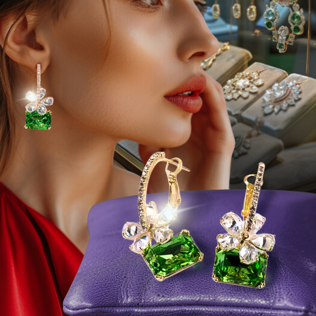 aretes de cristal con forma de regalo